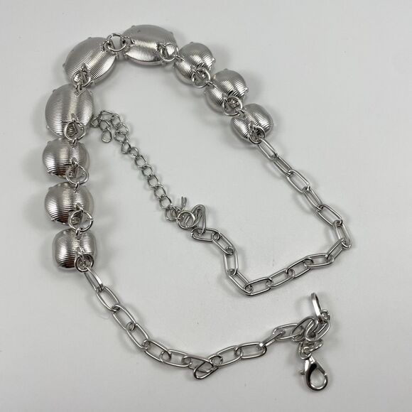 Silver Tone White Glass Rhinestone Collar Necklace Statement Bling Elegant - Picture 5 of 6